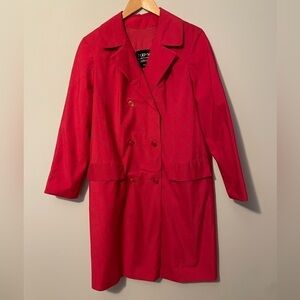 Poly Soie Rainmaster Vintage Hot Pink Windowpane Plaid Trench Coat